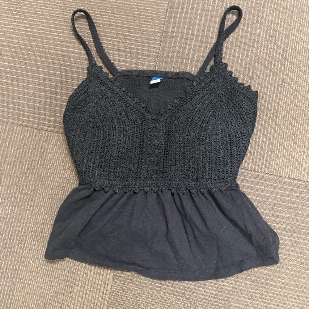 Black old navy  Crochet knit  Women's camisole size Mediun 💯 cotton